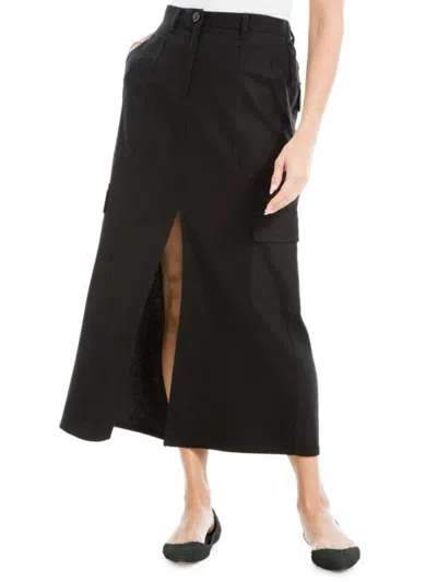 Max Studio Women's Cargo Maxi A Line Skirt In Black