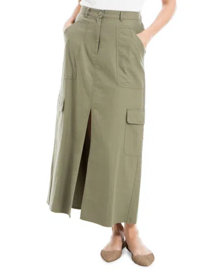 Max Studio Women's Cargo Maxi A Line Skirt In Olive