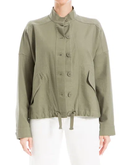 Max Studio Women's Drop Shoulder Linen Blend Jacket In Olive