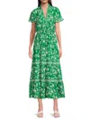 Max Studio Women's Floral Flutter-sleeve Maxi Dress