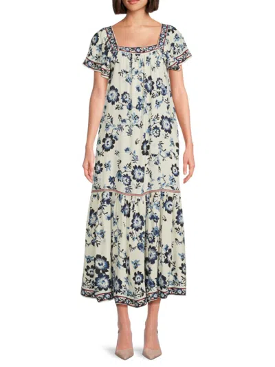 Max Studio Women's Floral Square-neck Maxi Dress