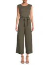 MAX STUDIO WOMEN'S FRENCH TERRY SOLID BELTED JUMPSUIT