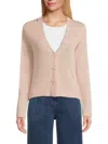 Max Studio Women's Linen-blend V-neck Button-front Cardigan