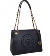 Max Studio Women's Pebble Grain Double Handle Chain Tote Bag In Black In Black