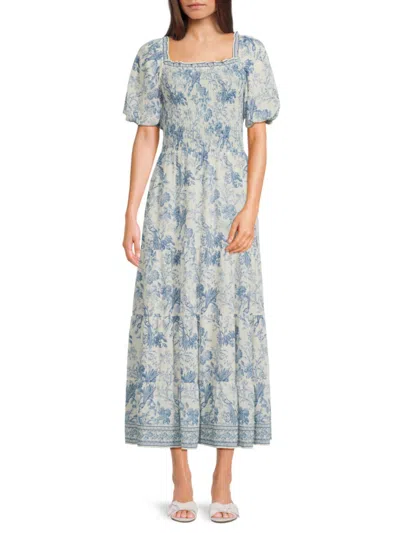 Max Studio Women's Print Smocked A-line Maxi Dress