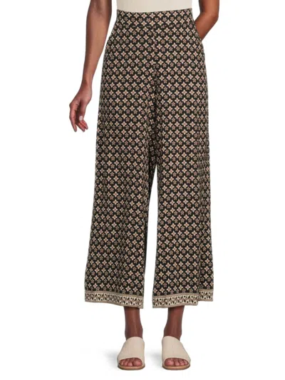 Max Studio Women's Printed Wide-leg Cropped Pants