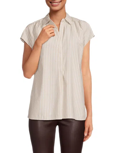 Max Studio Women's Striped Blouse In Taupe