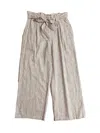 Max Studio Women's Striped Linen Paperbag Belted Waist Wide Leg Pants In Striped Beige In Multi
