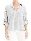 Max Studio Stripe Collared Top In Black