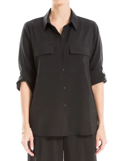 Max Studio Women's Tab Sleeve Shirt In Black