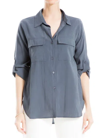 Max Studio Women's Tab Sleeve Shirt In Ombre Blue