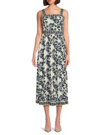 Max Studio Women's Textured Floral Embroidered Strap Maxi Dress