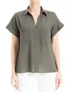 Max Studio Women's Textured Grid Top In Army