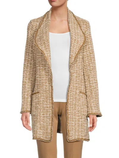 Max Studio Women's Tweed Longline Open Front Jacket In Camel