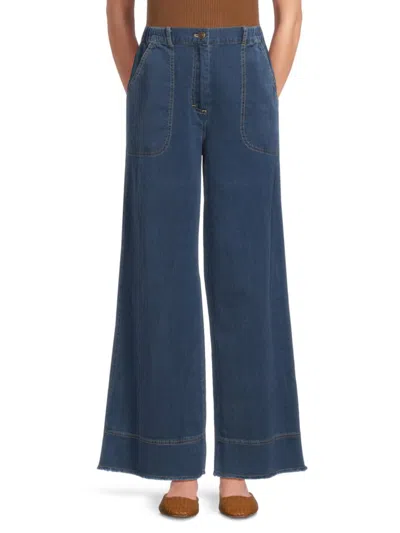 Max Studio Women's Wide-leg Piqué Denim Pants