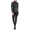 Max Studio Womens Faux Leather Zipper Top In Black