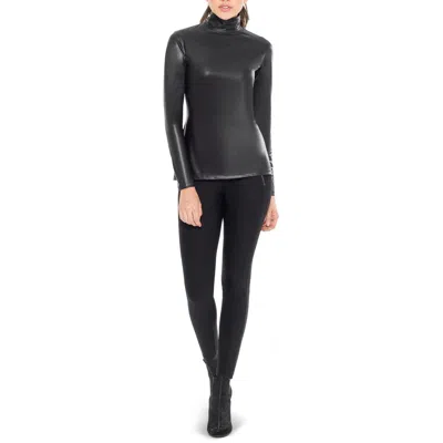 Max Studio Womens Faux Leather Zipper Top In Black