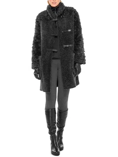 Max Studio Womens Fax Fur Wool Jacket In Pink