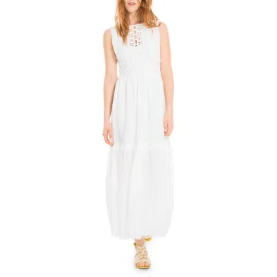 Max Studio Womens Linen Cut-out Maxi Dress In White