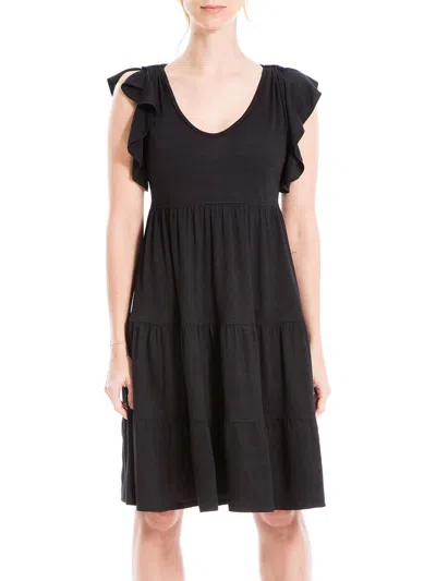 Max Studio Womens Tiered A-line Mini Dress In Black
