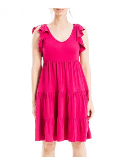 Max Studio Womens Tiered A-line Mini Dress In Pink