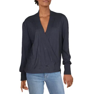 Max Studio Womens Wrap Long Sleeve Pullover Sweater In Blue