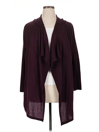 Pre-owned Max Studio Wool Cardigan Sweater In Burgundy