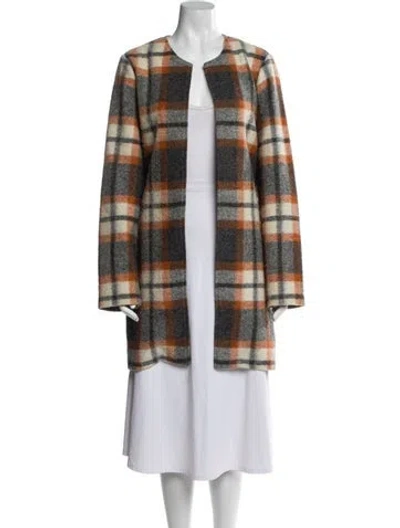 Pre-owned Max Studio Wool Plaid Print Evening Jacket In Multi