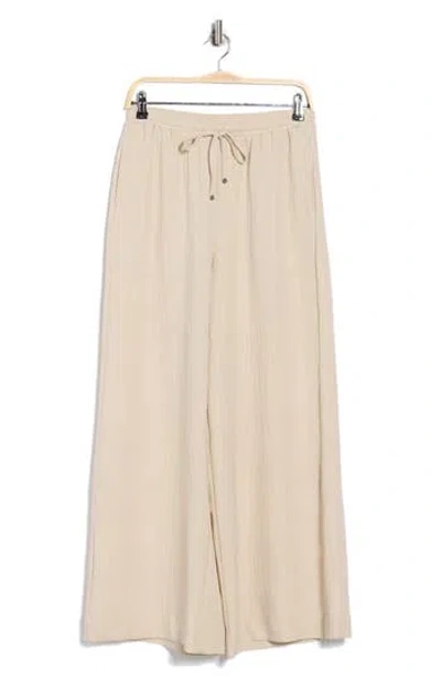 Max Studio Woven Drawstring Pants In Brown