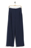 Max Studio Woven Pleat Front Trousers In Blue