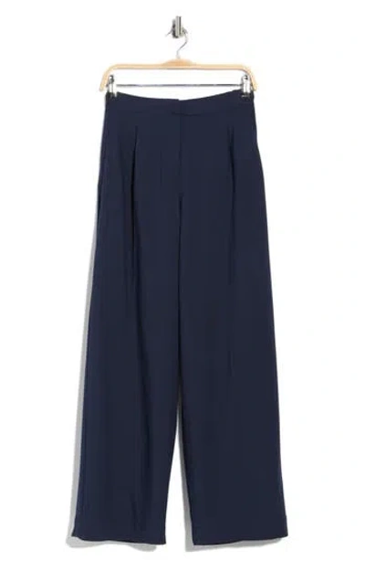 Max Studio Woven Pleat Front Trousers In Blue