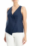 Max Studio Woven Vest In Blue