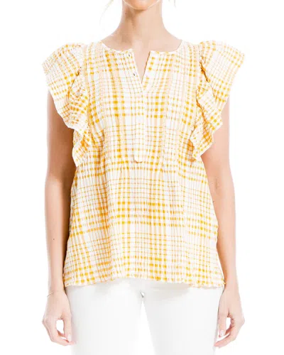 Max Studio Yarn Dye Pintuck Sleeveless Blouse In Yellow