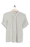 Max Studio Yarn Dye Stripe Short Sleeve Top In Blue