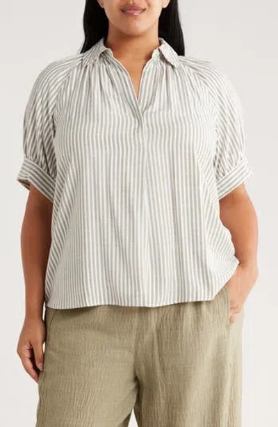 Max Studio Yarn Dye Stripe Short Sleeve Top