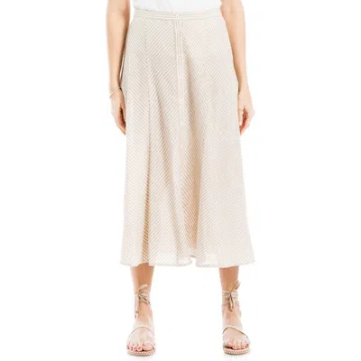 Max Studio Yarn Dyed Button Front Maxi Skirt In Toast/off White Chevron