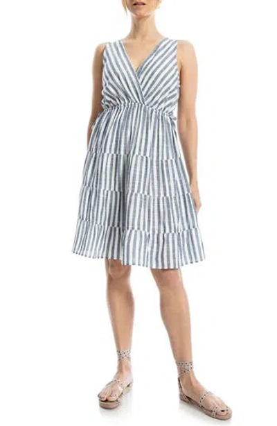 Max Studio Yarn Dyed Stripe Tiered Dress