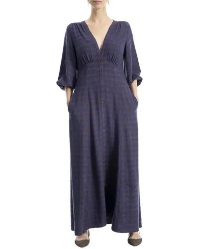 Max Studio Yarn-dye Maxi Dress In Blue
