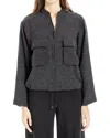 Max Studio Zip Front Linen-blend Jacket In Black