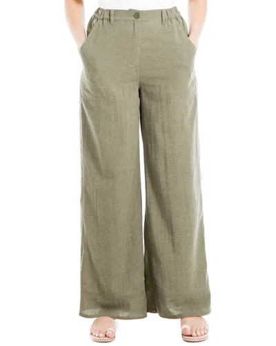 Max Studio Zip Front Linen-blend Pant In Olive-olive