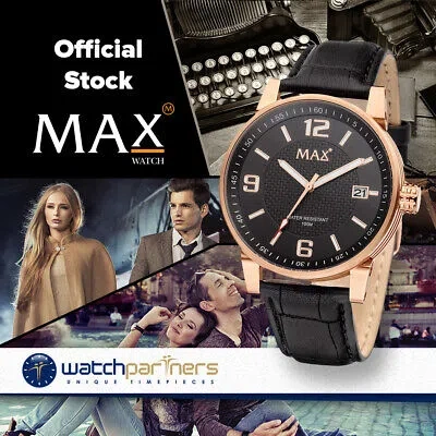 Pre-owned Max The Classic Watch Black Dial Rose Gold Case Black Strap 44mm Diam 5-620