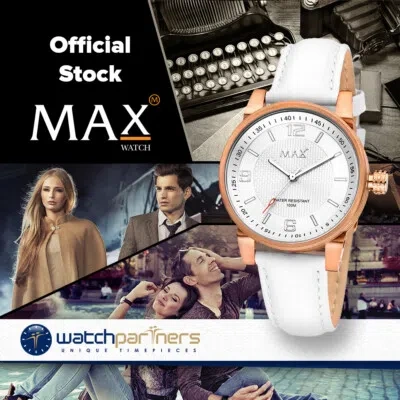 Pre-owned Max The Classic Watch Silver Dial Rose Gold Case White Strap 38mm Diam 5-623