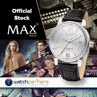 Pre-owned Max The Classic Watch Silver Dial Silver Ip Case Black Strap 44mm Diam 5-618