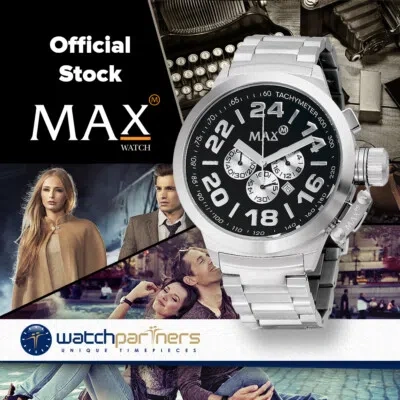 Pre-owned Max Watch The Classic Chrono 5atm Black Dial S/steel Case 47mm Diam 5-454