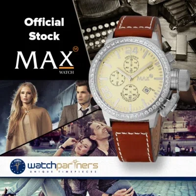 Pre-owned Max Watch The Classic Chrono 5atm Yellow Cz Dial S/steel Case 47mm Diam 5-415