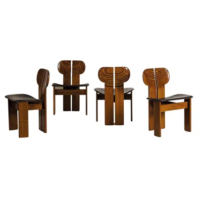 Pre-owned Maxalto 4 Africa Chairs By Afra & Tobia Scarpa In Brown