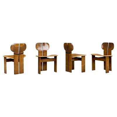 Pre-owned Maxalto Afra And Tobia Scarpa Africa Dining Chair For , 1976, Set Of 4 In Brown