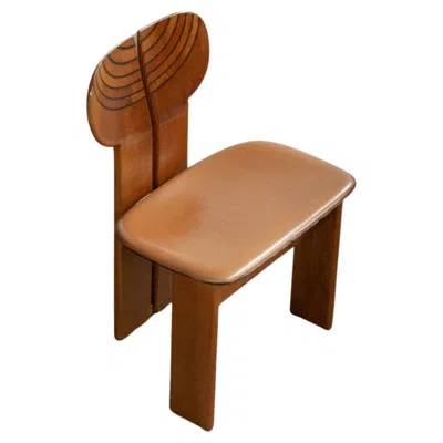 Pre-owned Maxalto Afra & Tobia Scarpa "africa" Dining Chair For , Cognac Leather, 1975 In Brown