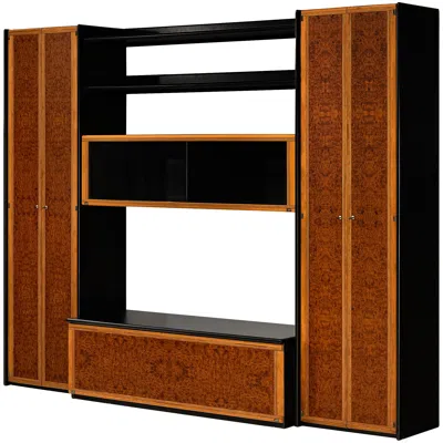 Pre-owned Maxalto Afra & Tobia Scarpa For  'artona' Wall Unit With Vitrine In Walnut In Brown