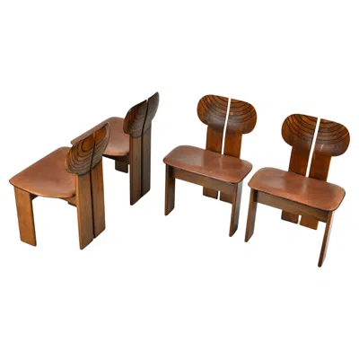 Pre-owned Maxalto Dining Chairs "africa" By Afra & Tobia Scarpa For , 1975, Set Of 4 In Brown
